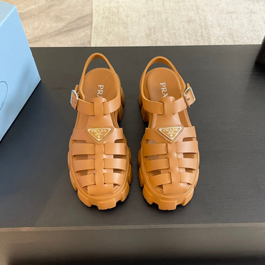 PRA RUBBER MONOLITH SANDALS BRONZE CALFSKIN - 35