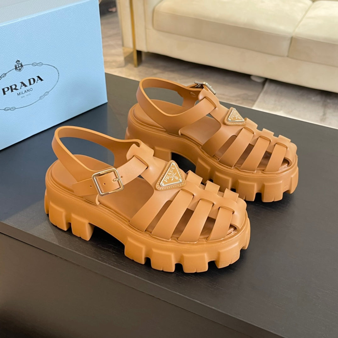 PRA RUBBER MONOLITH SANDALS BRONZE CALFSKIN - 35