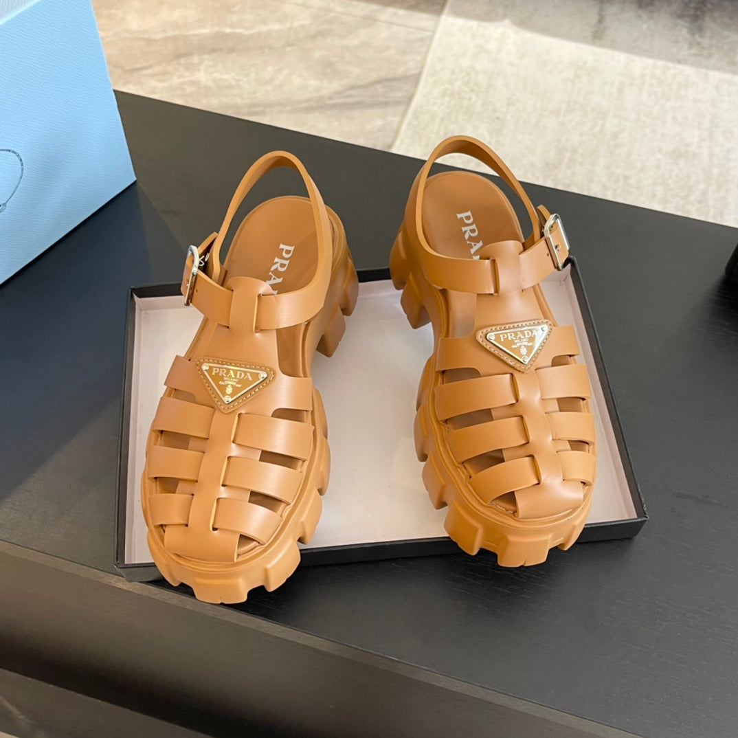 PRA RUBBER MONOLITH SANDALS BRONZE CALFSKIN - 35