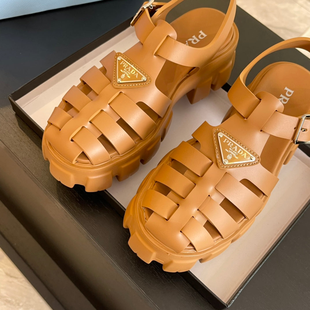 PRA RUBBER MONOLITH SANDALS BRONZE CALFSKIN - 35