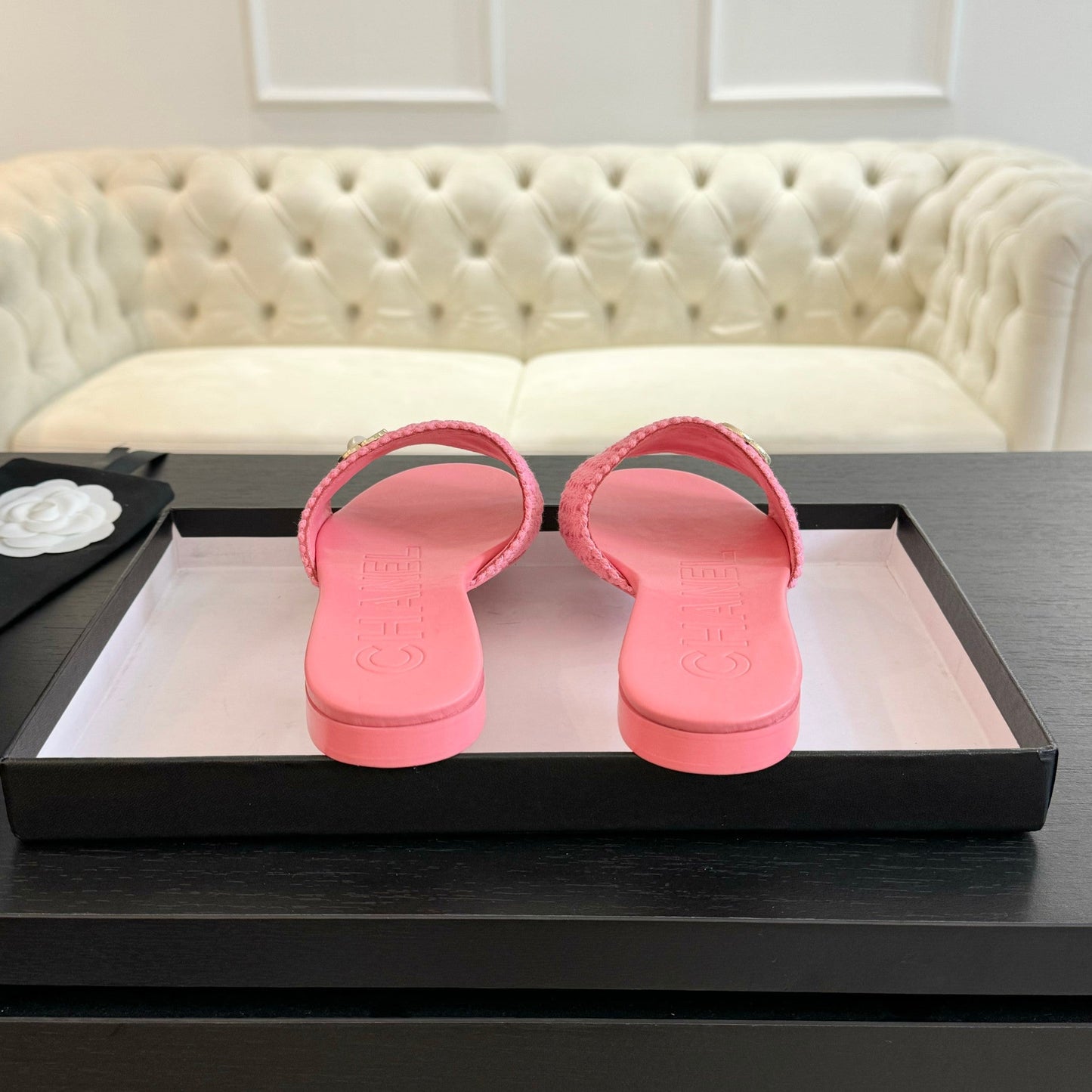 CC BRIGHT PINK WOVEN FLAT SLIPPERS - 35