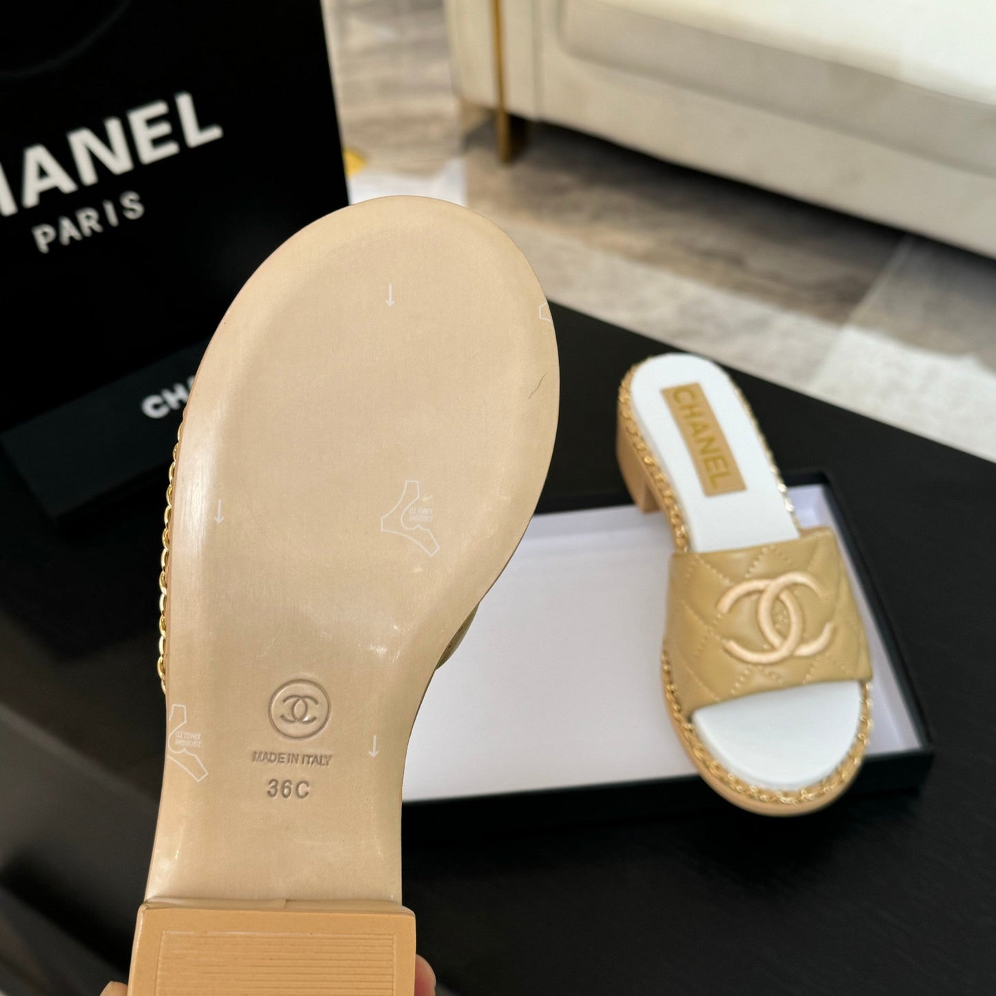 HIGH FLATFORM SLIPPER IN DIJON YELLOW EMBOSSED SHEEPSKIN - 35
