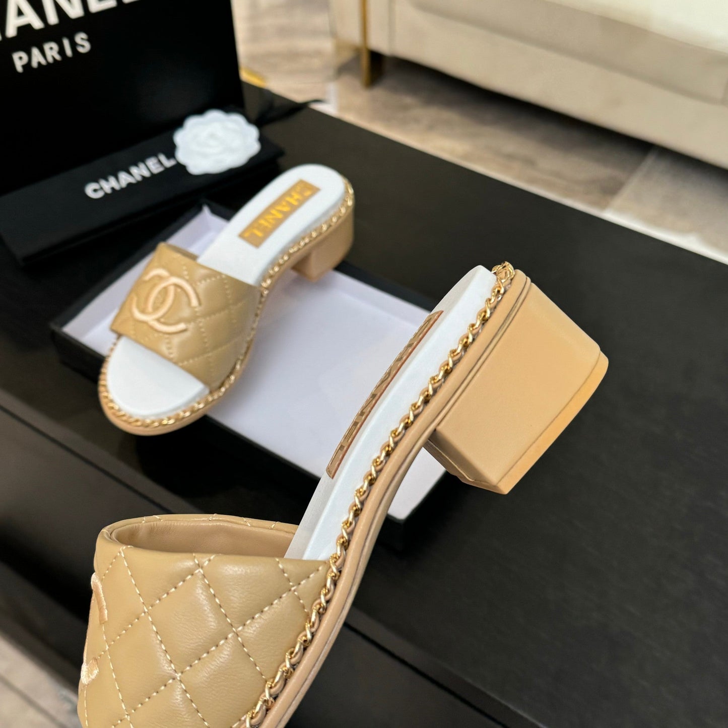 HIGH FLATFORM SLIPPER IN DIJON YELLOW EMBOSSED SHEEPSKIN - 35