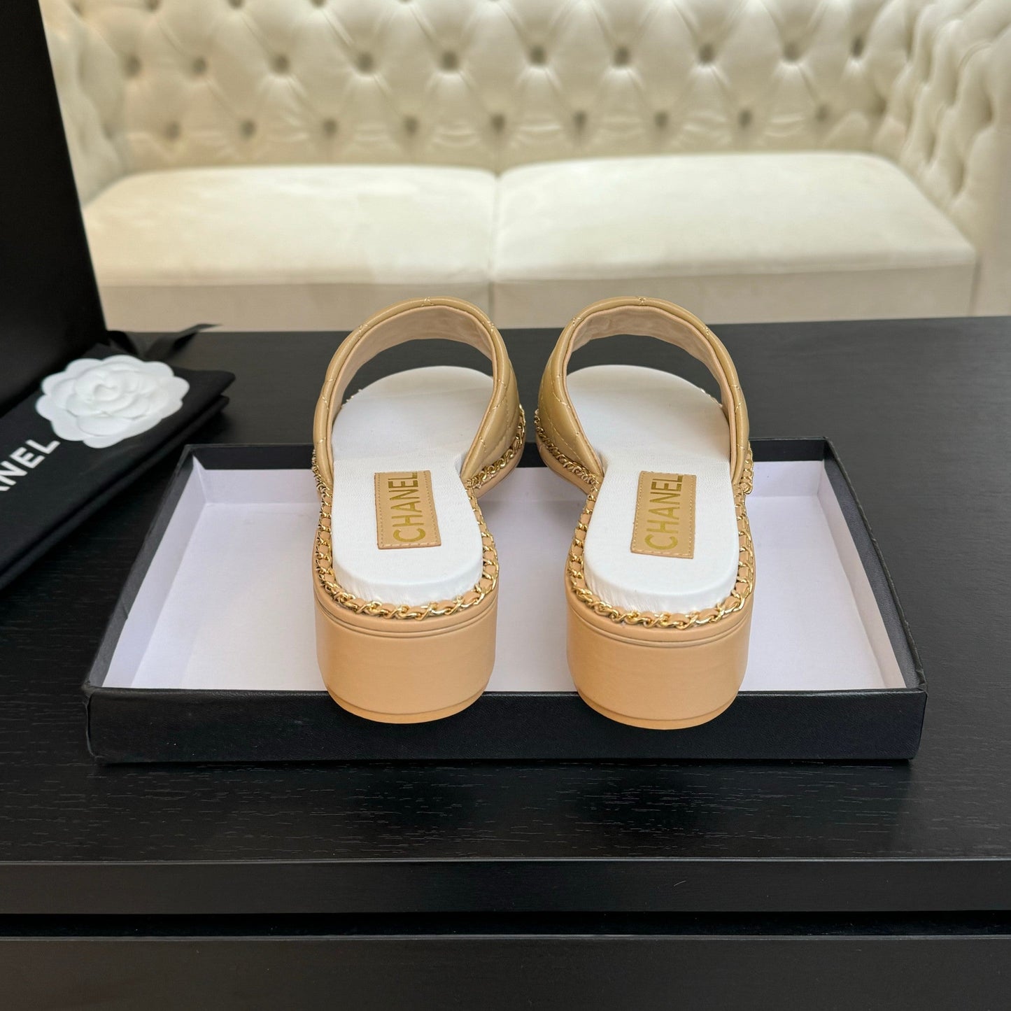 HIGH FLATFORM SLIPPER IN DIJON YELLOW EMBOSSED SHEEPSKIN - 35