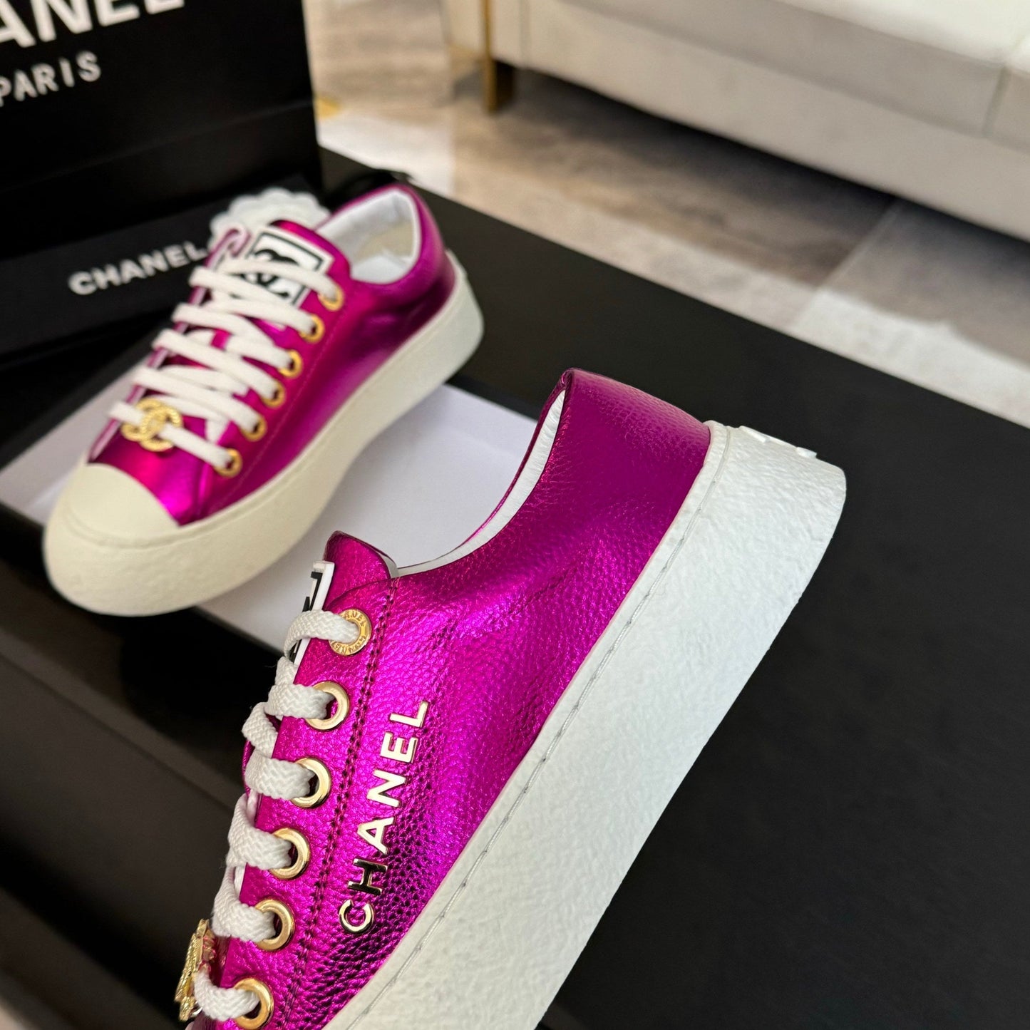 BIG-HEAD COOKIE SHOES IN MAGENTA PURPLE LAMBSKIN - 35