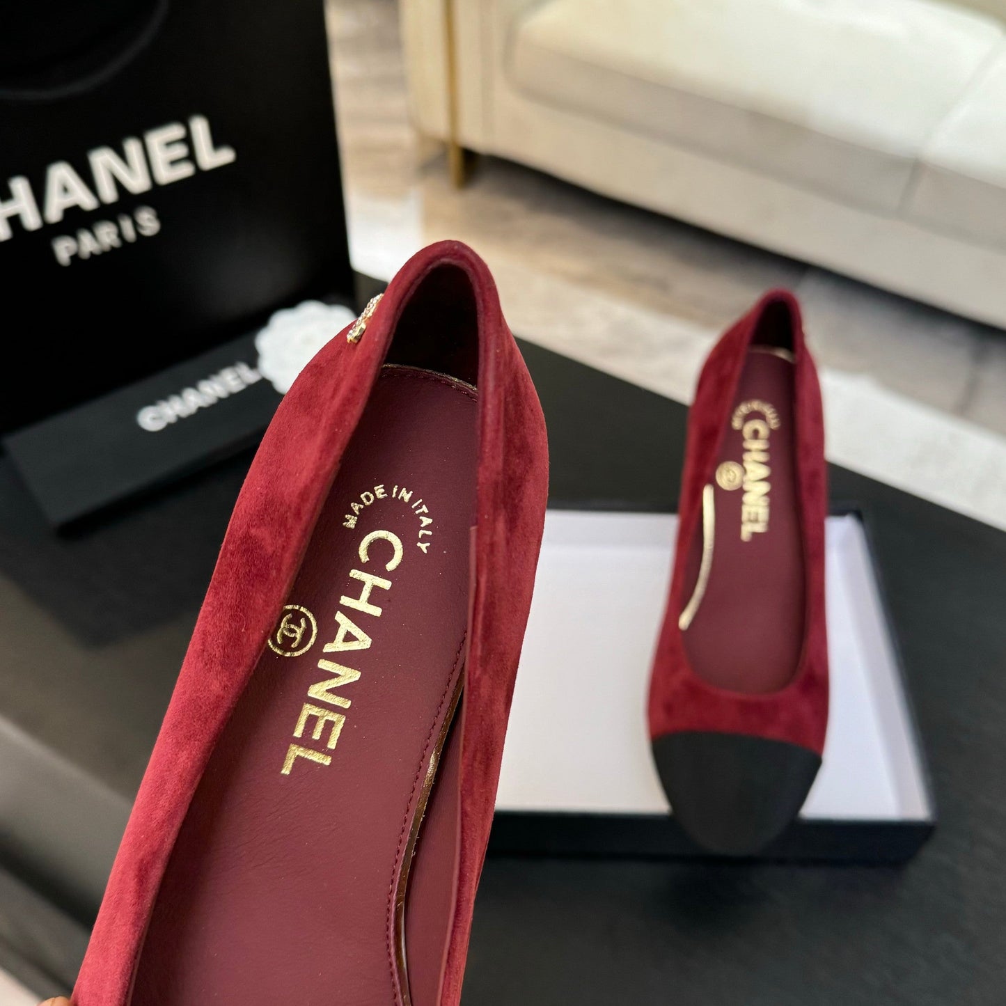 HIGH HEEL 85 MM SANDALS IN RUBY RED SUEDE AND BLACK FABRIC - 35