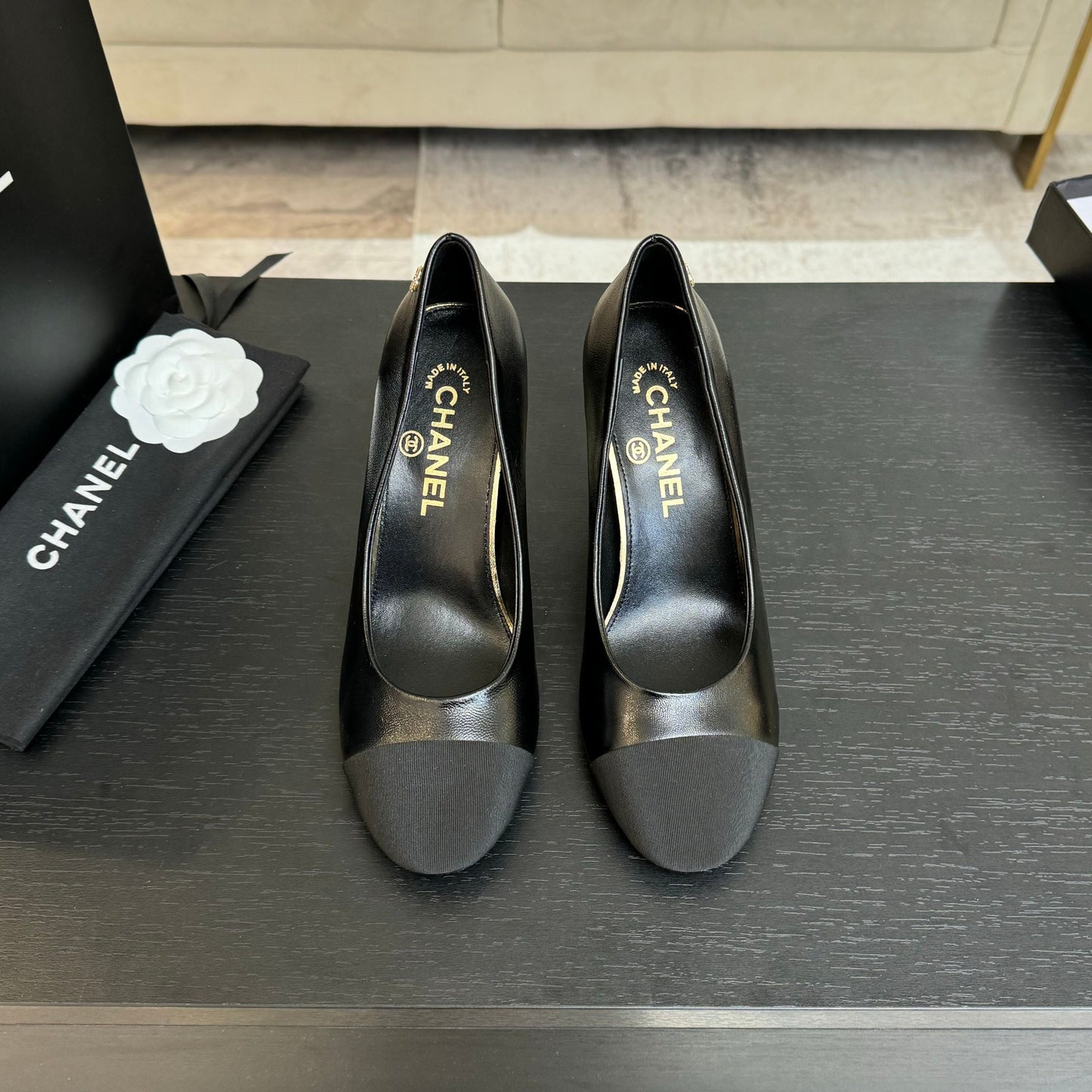 HIGH HEEL 85 MM SANDALS IN BLACK CALFSKIN AND FABRIC - 35