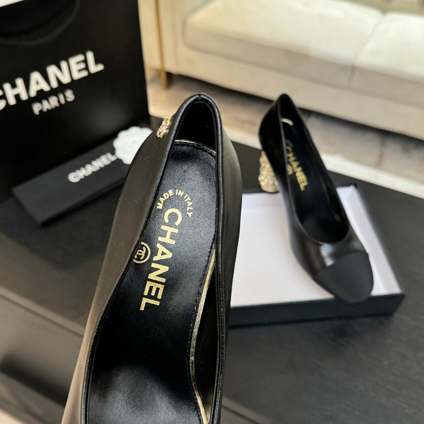 HIGH HEEL 85 MM SANDALS IN BLACK CALFSKIN AND FABRIC - 35