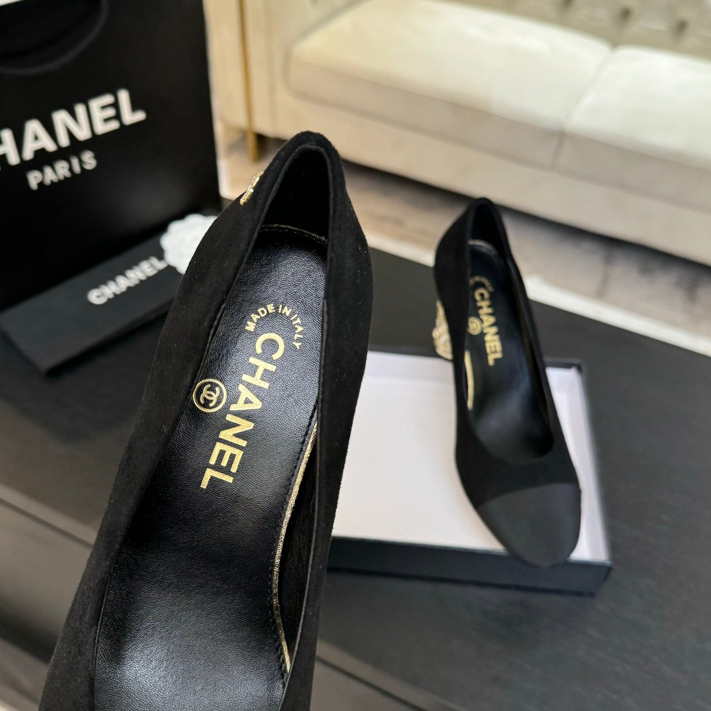 HIGH HEEL 85 MM SANDALS IN BLACK SUEDE AND FABRIC - 35