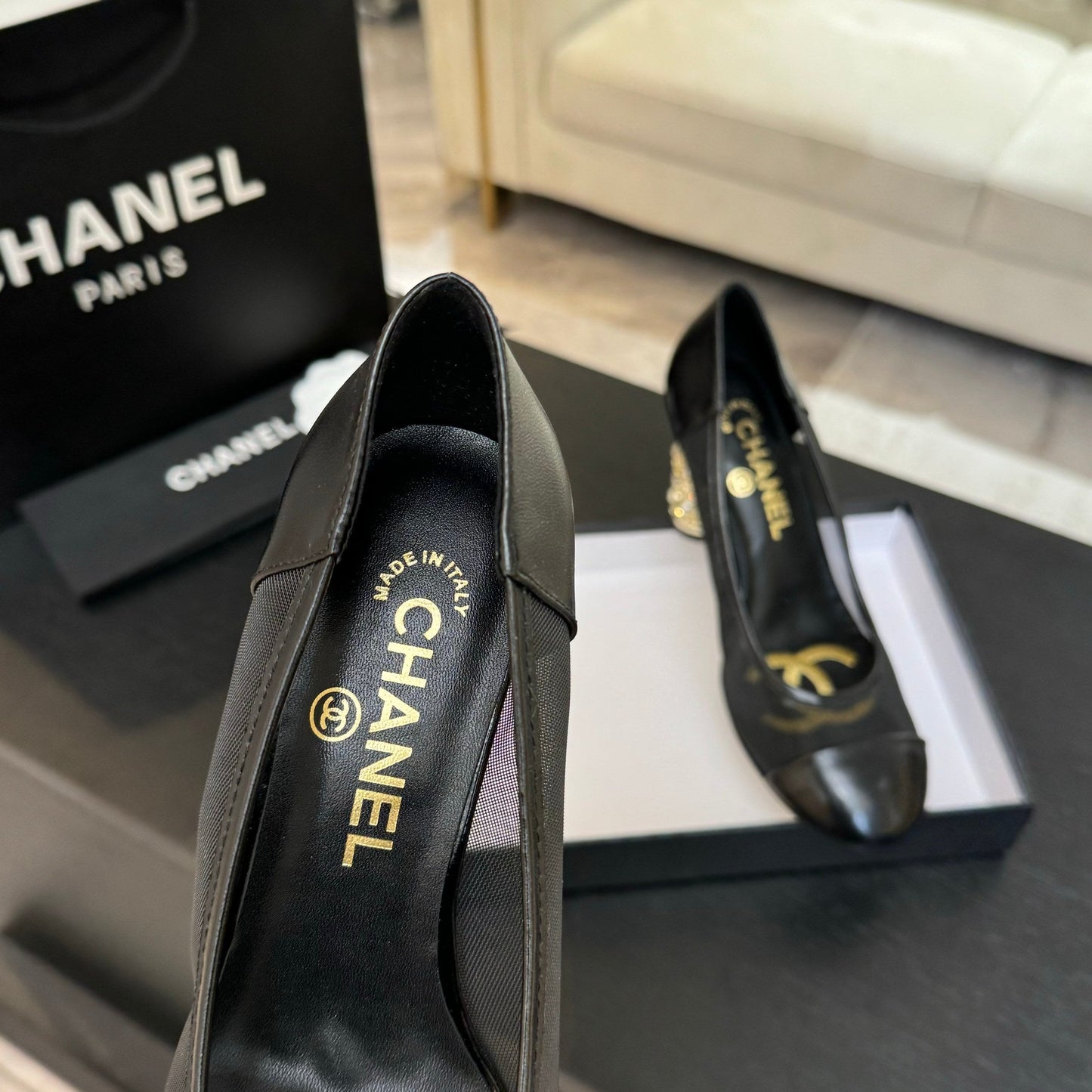 HIGH HEEL 85 MM SANDALS IN BLACK CALFSKIN AND MESH - 35