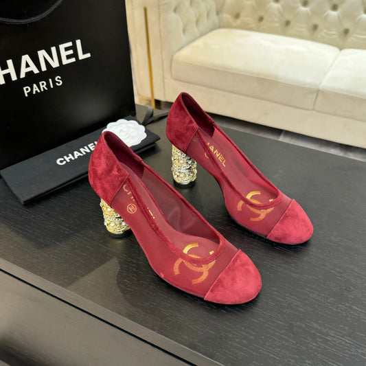 HIGH HEEL 85 MM SANDALS IN CHERRY RED SUEDE AND MESH - 35