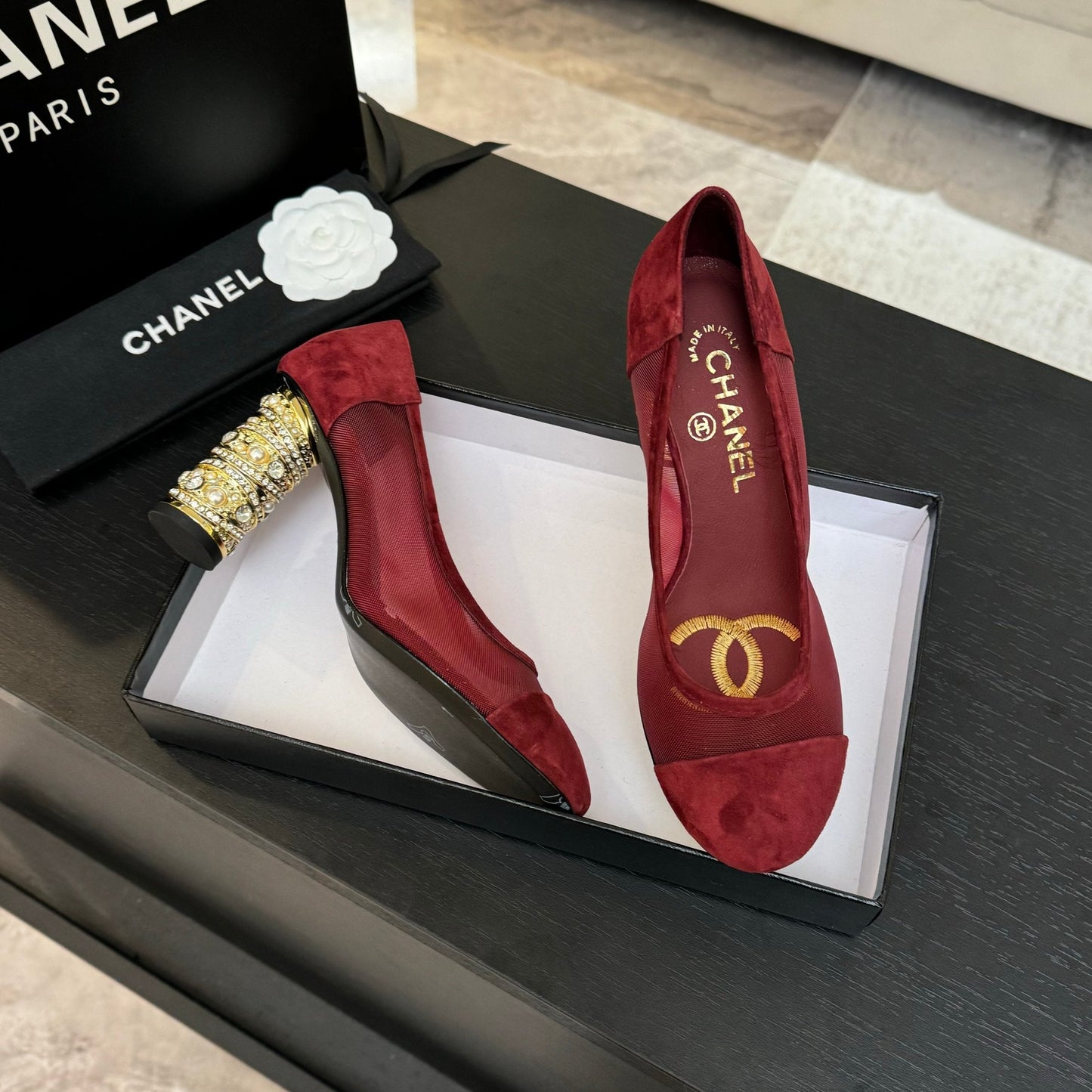HIGH HEEL 85 MM SANDALS IN CHERRY RED SUEDE AND MESH - 35