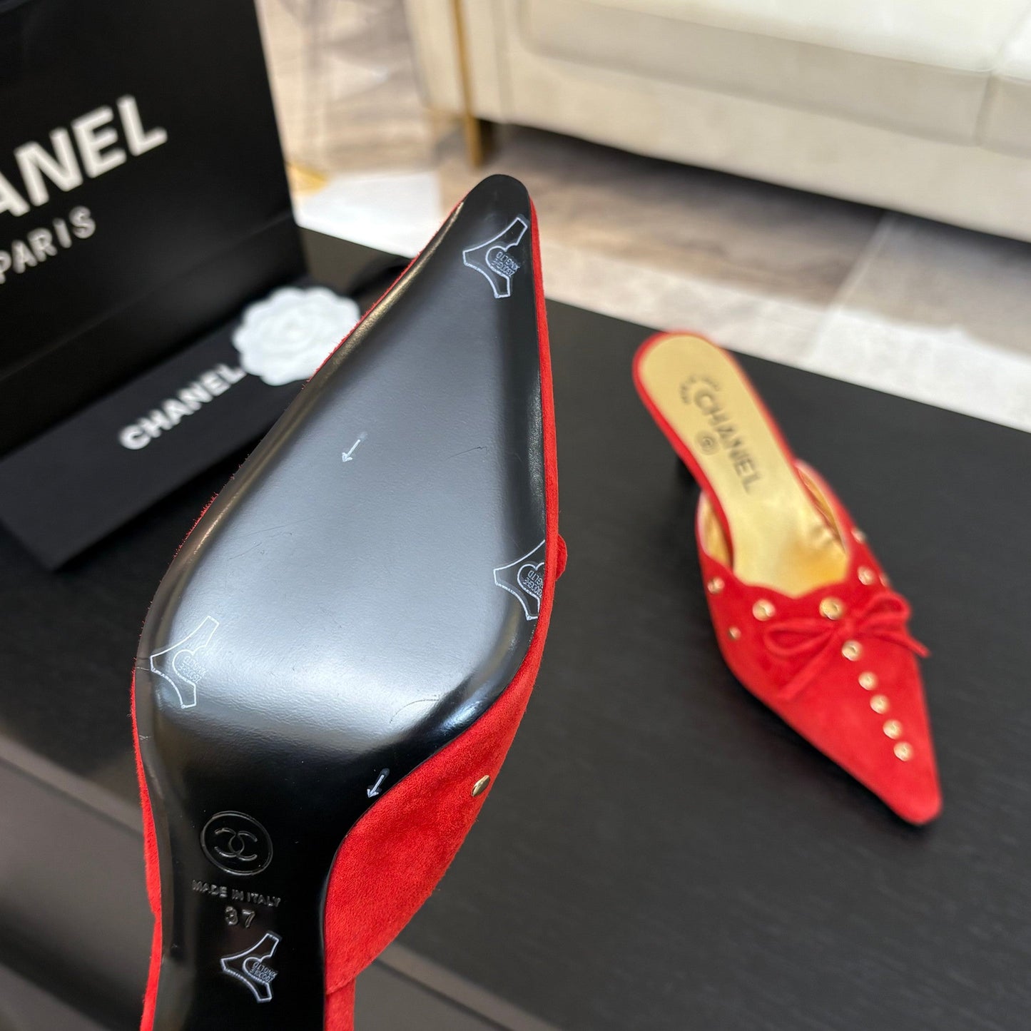 HIGH HEEL MULE 65 MM IN CANDY RED SUEDE - 35