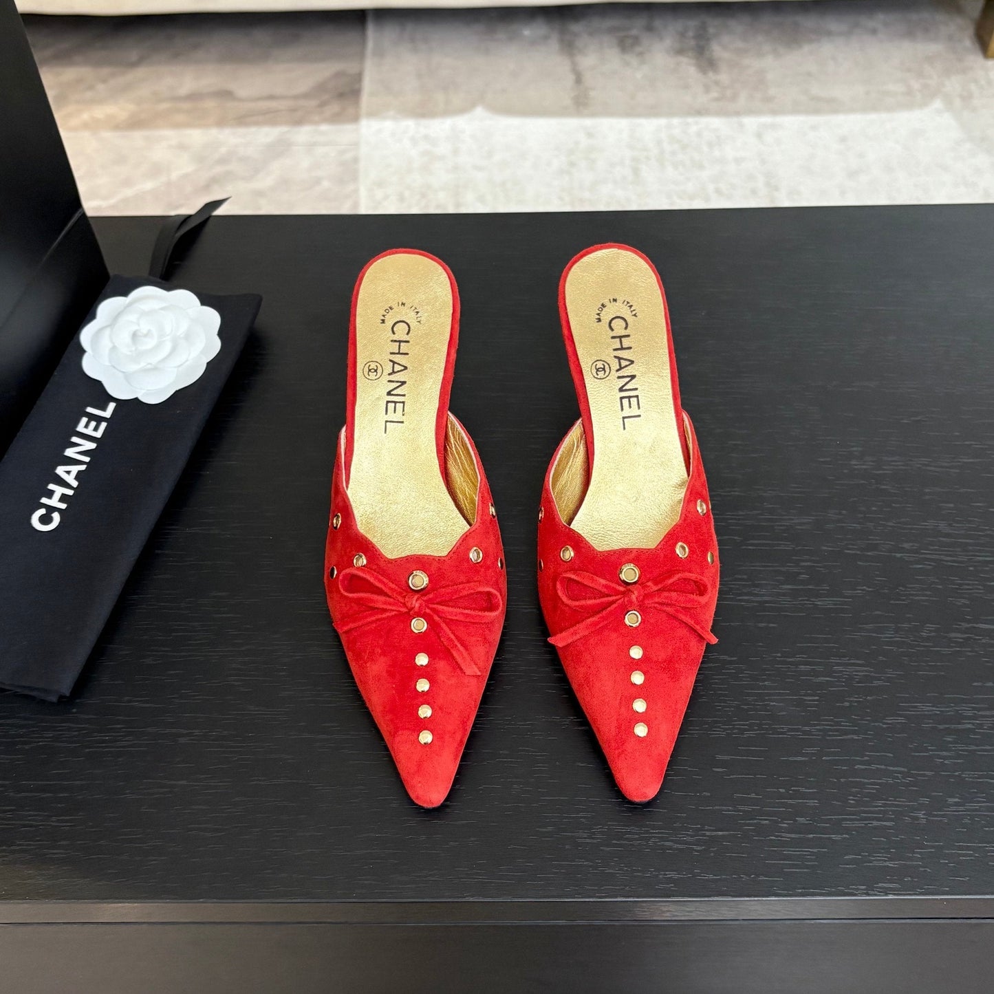 HIGH HEEL MULE 65 MM IN CANDY RED SUEDE - 35