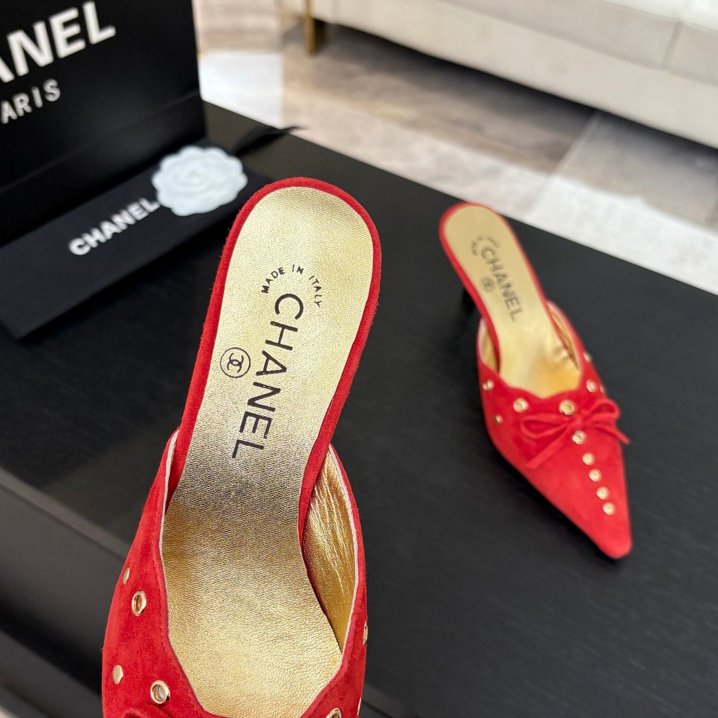 HIGH HEEL MULE 65 MM IN CANDY RED SUEDE - 35