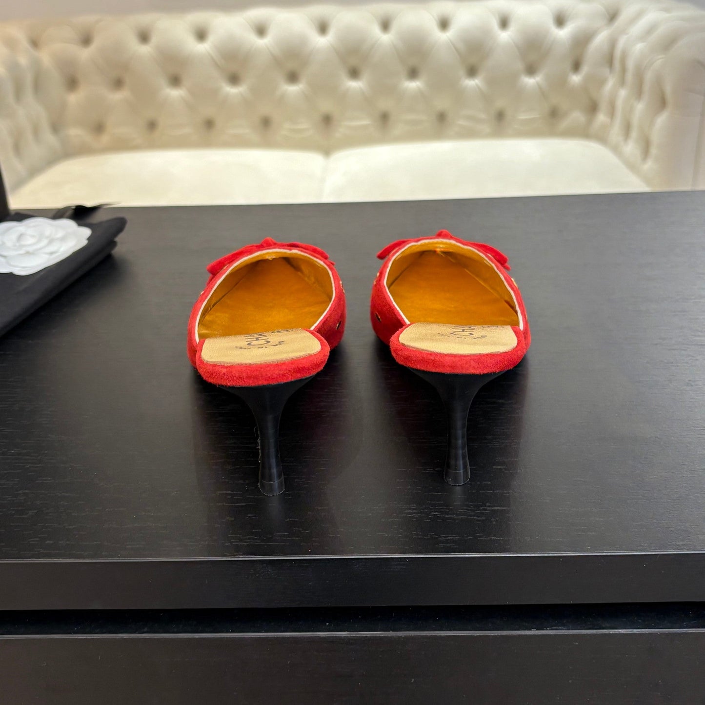 HIGH HEEL MULE 65 MM IN CANDY RED SUEDE - 35