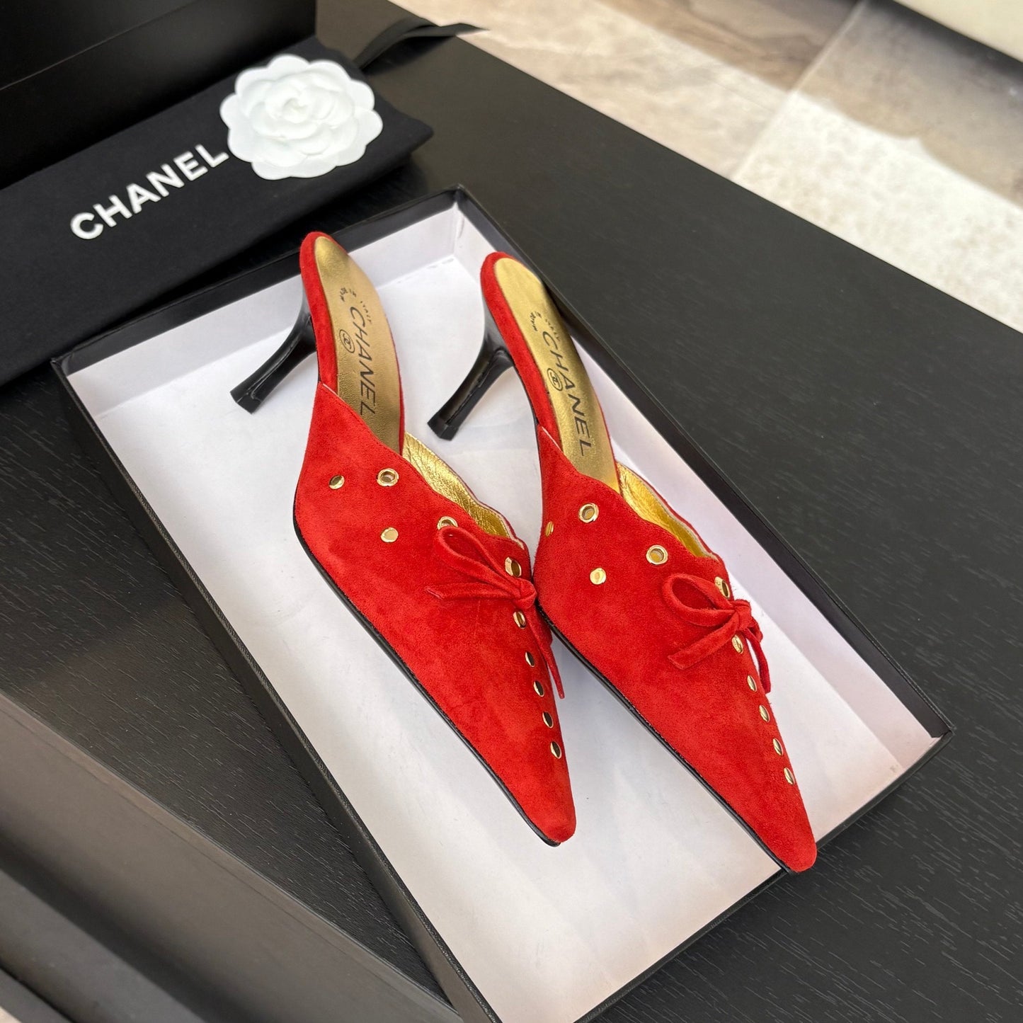 HIGH HEEL MULE 65 MM IN CANDY RED SUEDE - 35