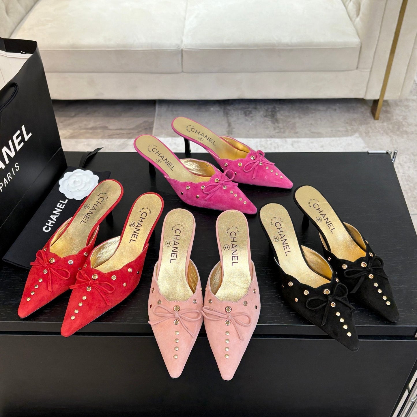 HIGH HEEL MULE 65 MM IN CANDY RED SUEDE - 35