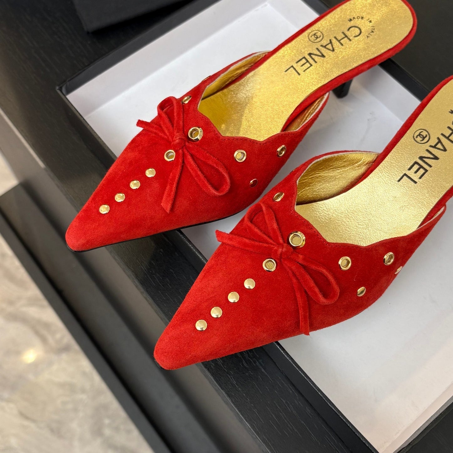 HIGH HEEL MULE 65 MM IN CANDY RED SUEDE - 35