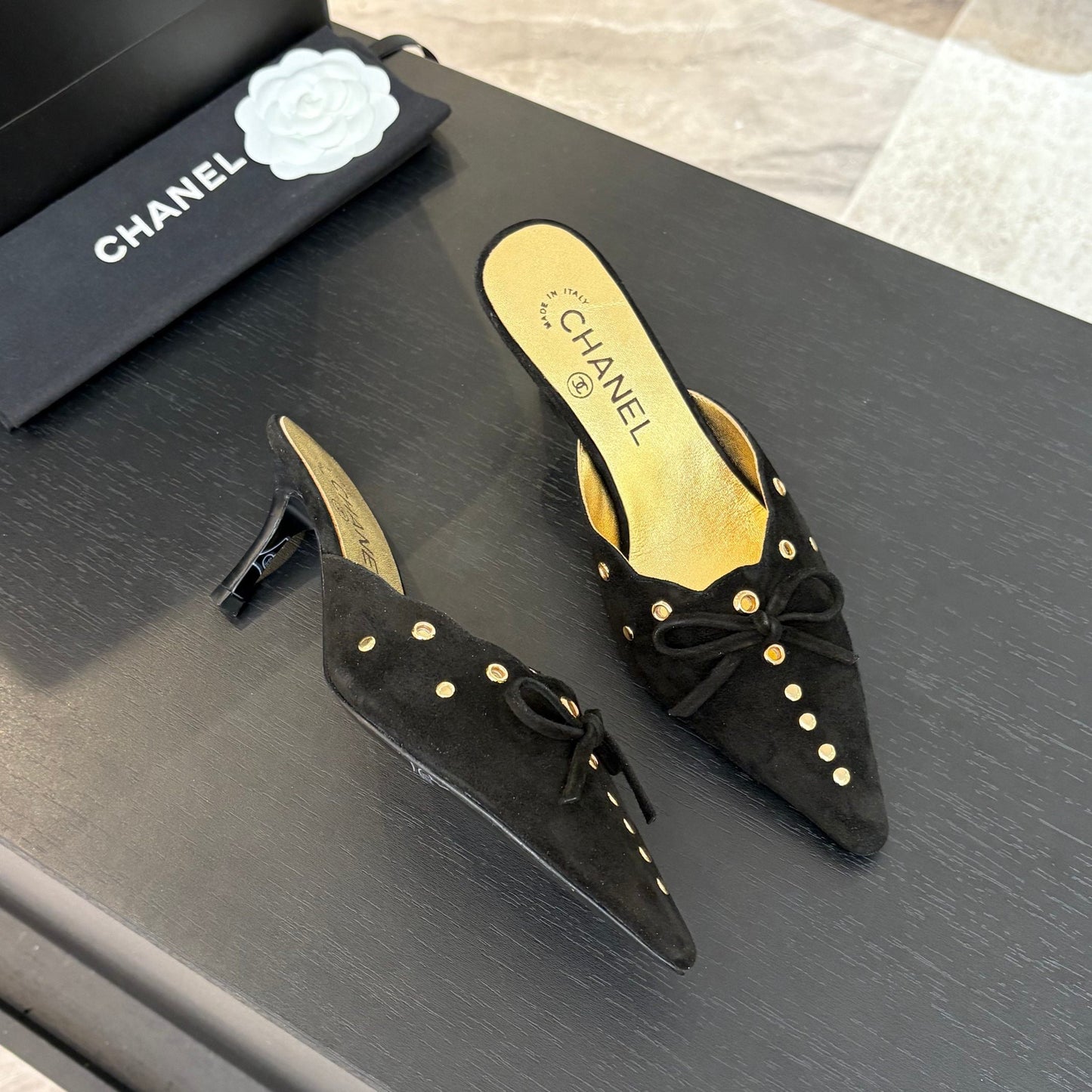 HIGH HEEL MULE 65 MM IN BLACK SUEDE - 35