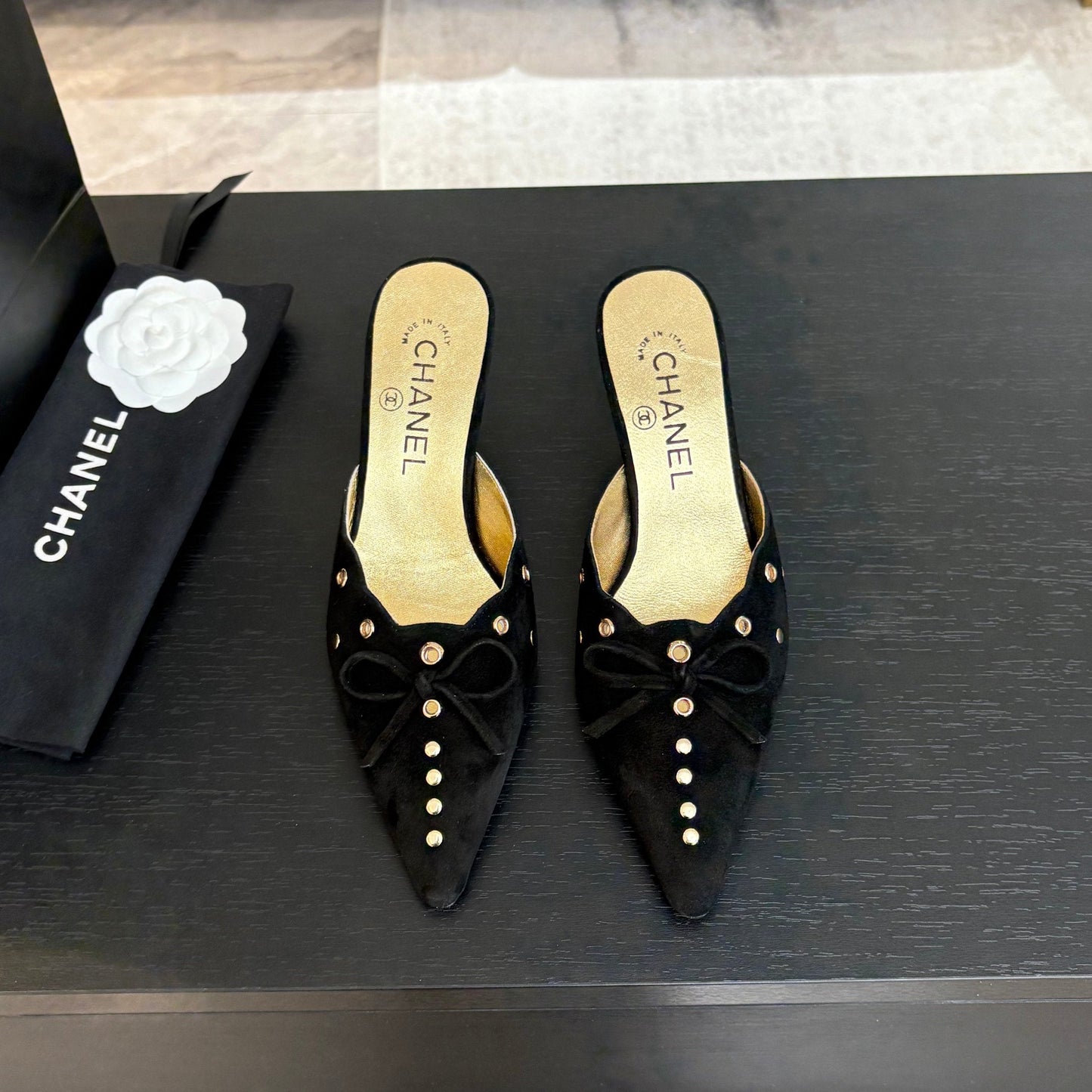 HIGH HEEL MULE 65 MM IN BLACK SUEDE - 35