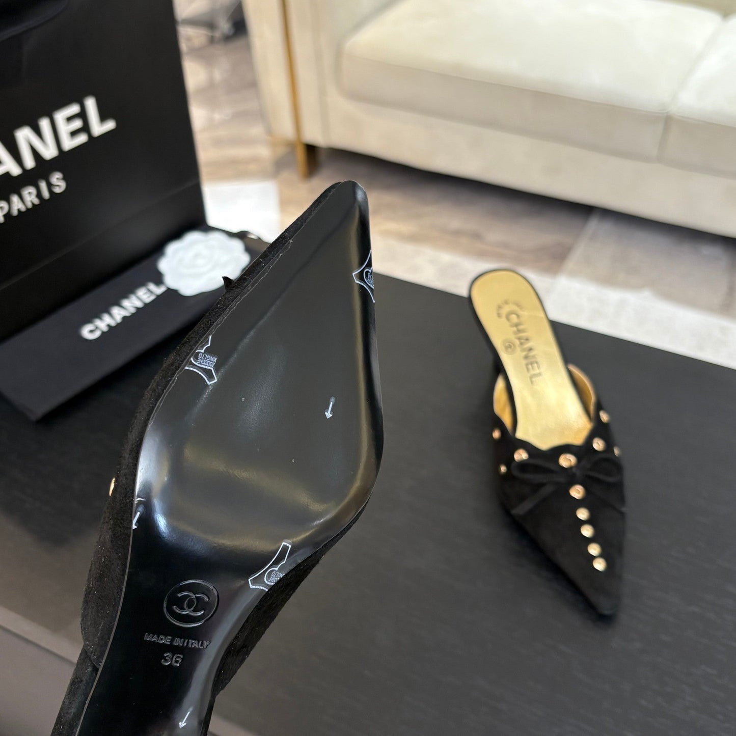 HIGH HEEL MULE 65 MM IN BLACK SUEDE - 35