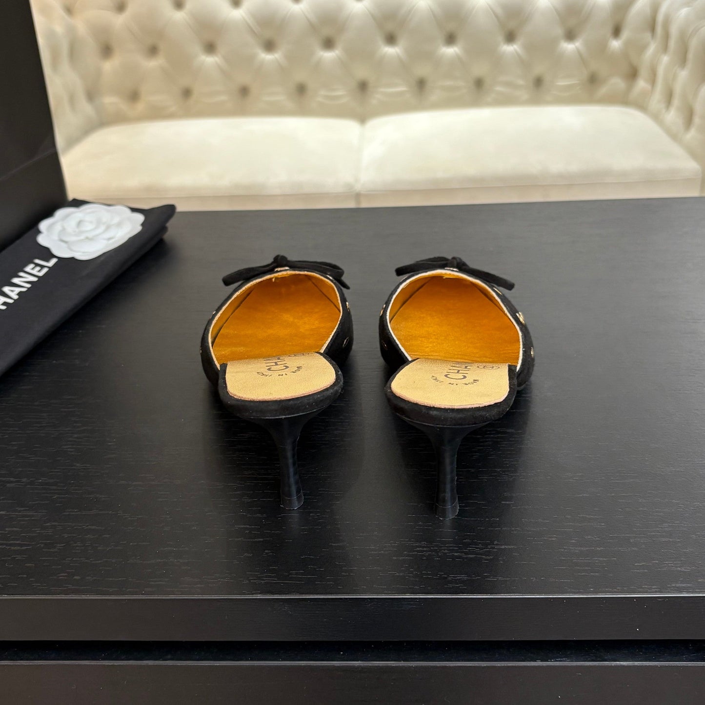 HIGH HEEL MULE 65 MM IN BLACK SUEDE - 35