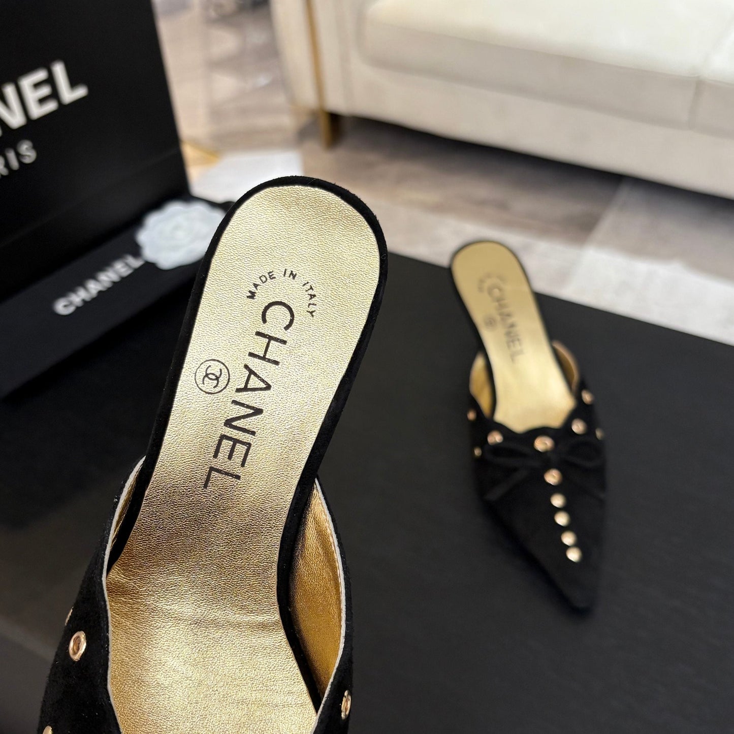 HIGH HEEL MULE 65 MM IN BLACK SUEDE - 35