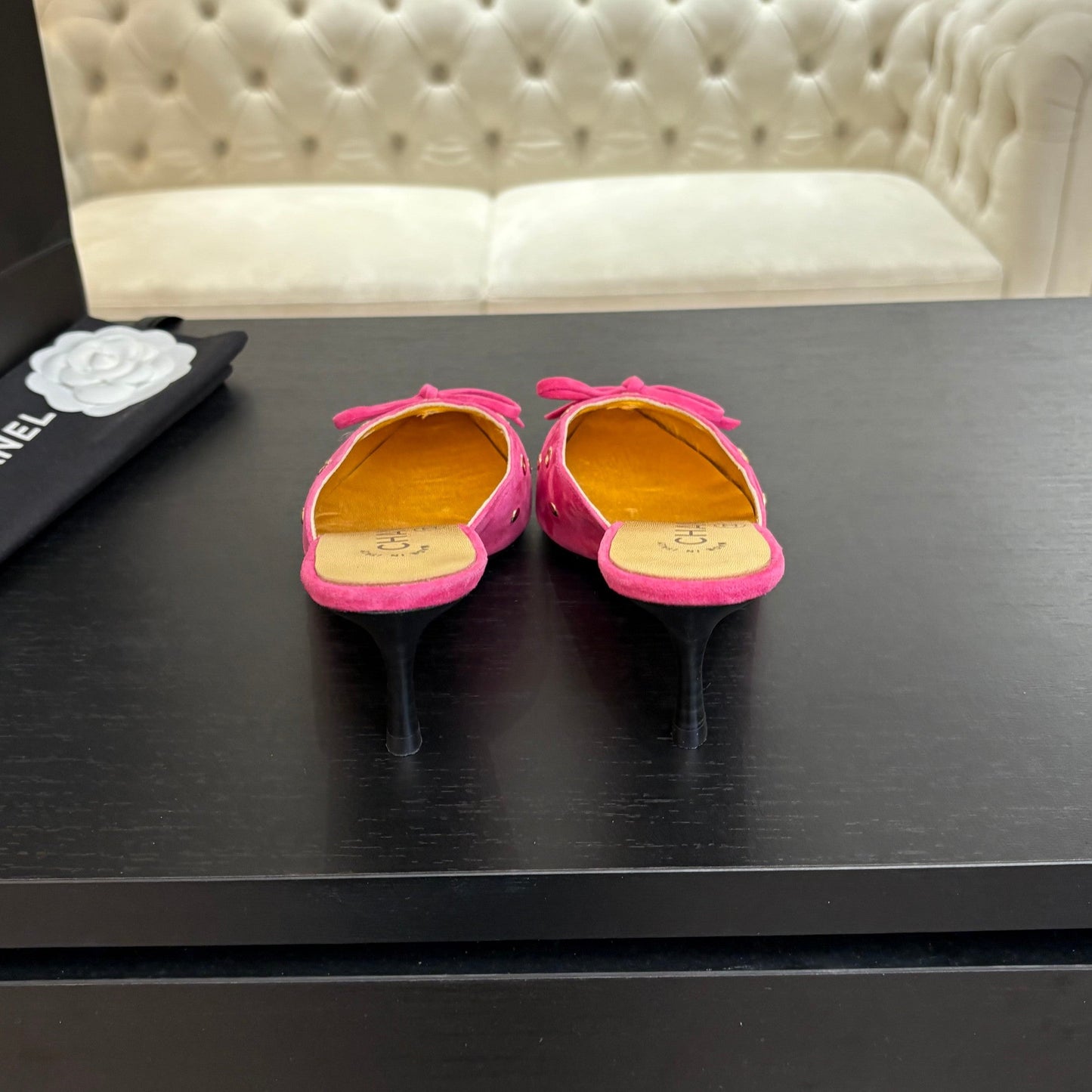 HIGH HEEL MULE 65 MM IN DEEP PINK SUEDE - 35