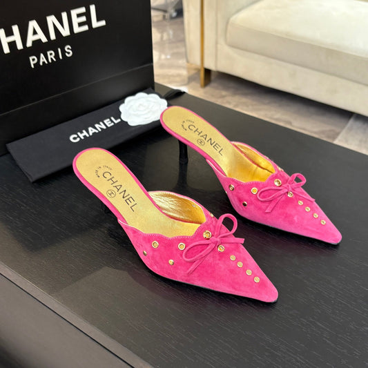 HIGH HEEL MULE 65 MM IN DEEP PINK SUEDE - 35