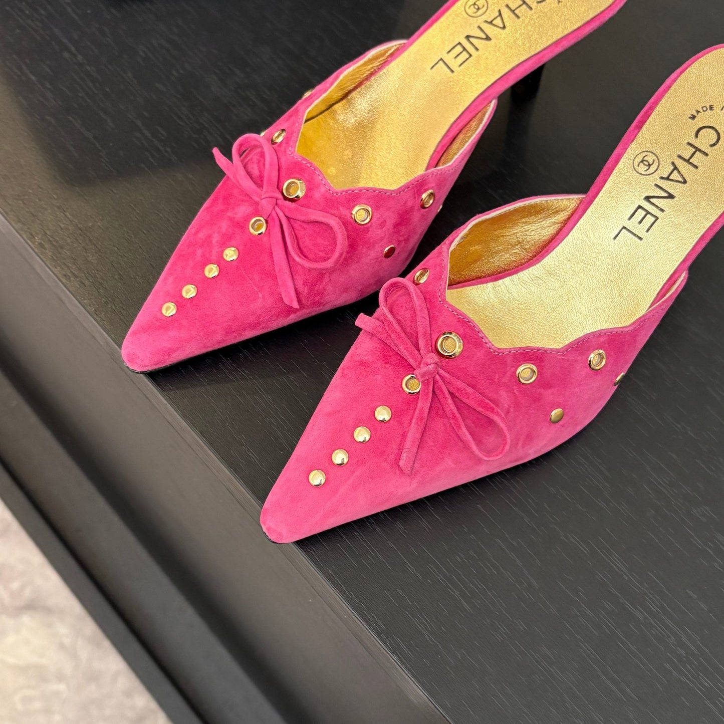 HIGH HEEL MULE 65 MM IN DEEP PINK SUEDE - 35