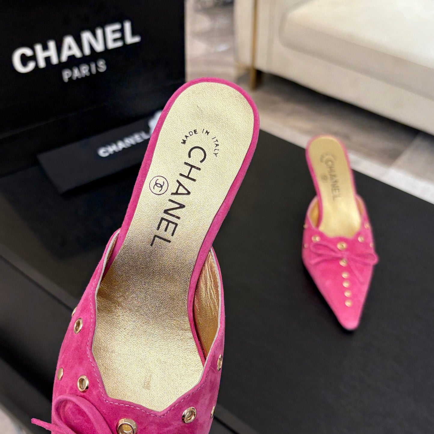 HIGH HEEL MULE 65 MM IN DEEP PINK SUEDE - 35