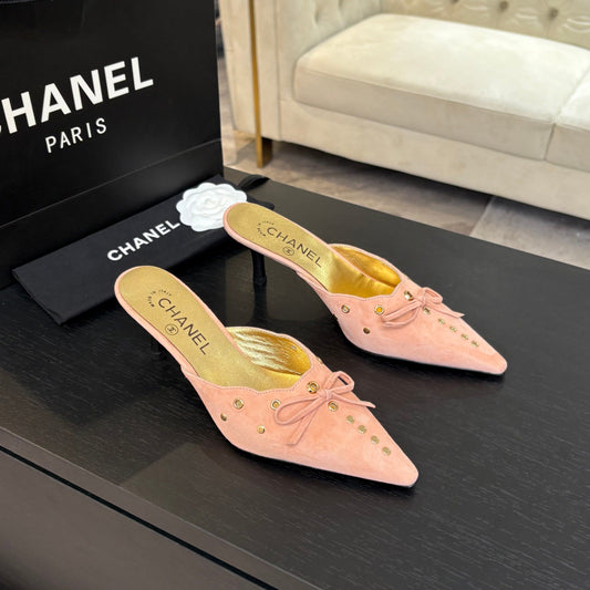 HIGH HEEL MULE 65 MM IN LIGHT PINK SUEDE - 35