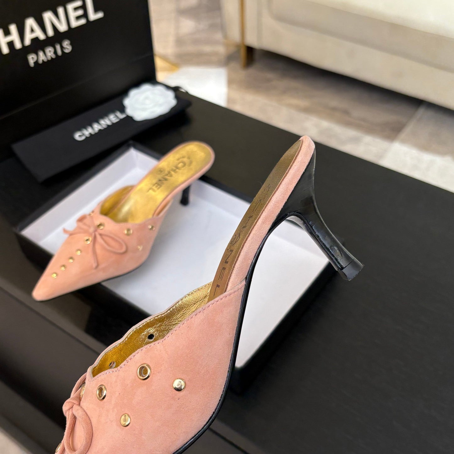 HIGH HEEL MULE 65 MM IN LIGHT PINK SUEDE - 35