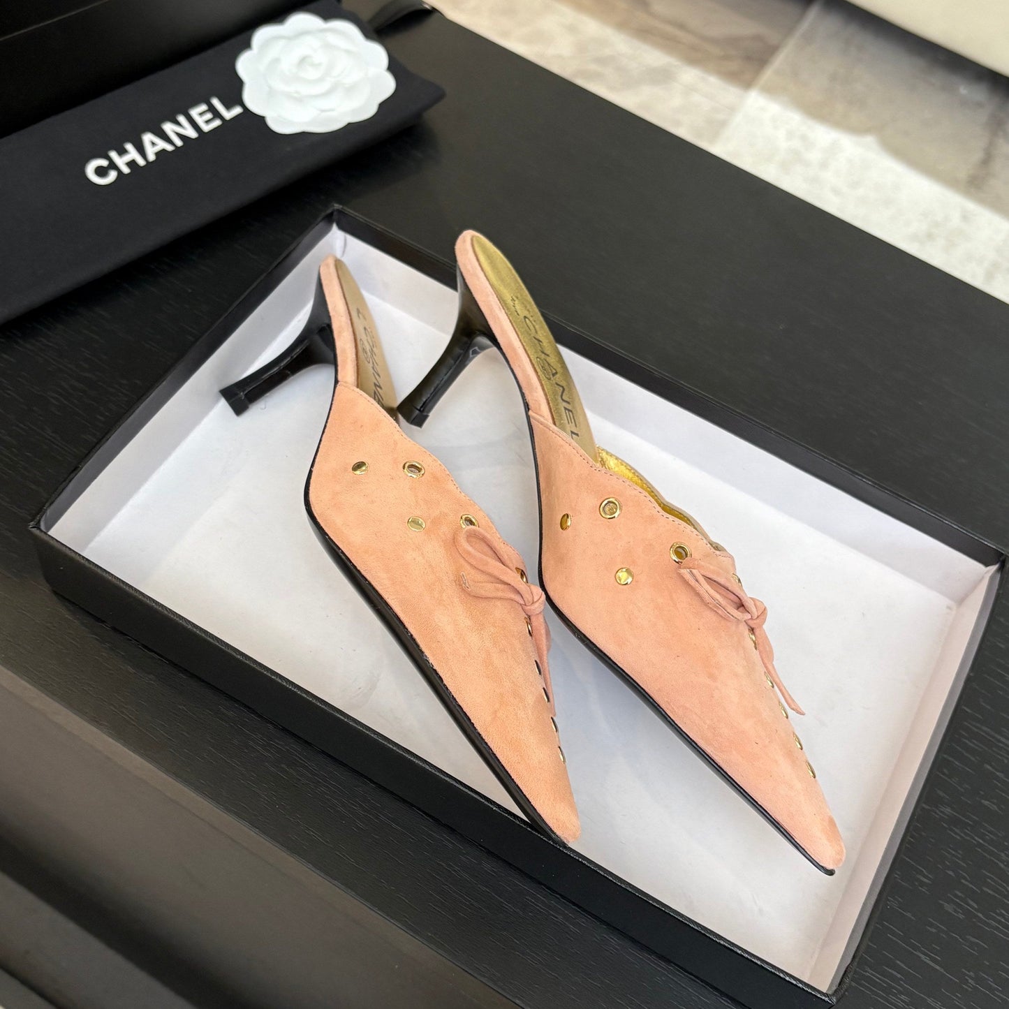 HIGH HEEL MULE 65 MM IN LIGHT PINK SUEDE - 35