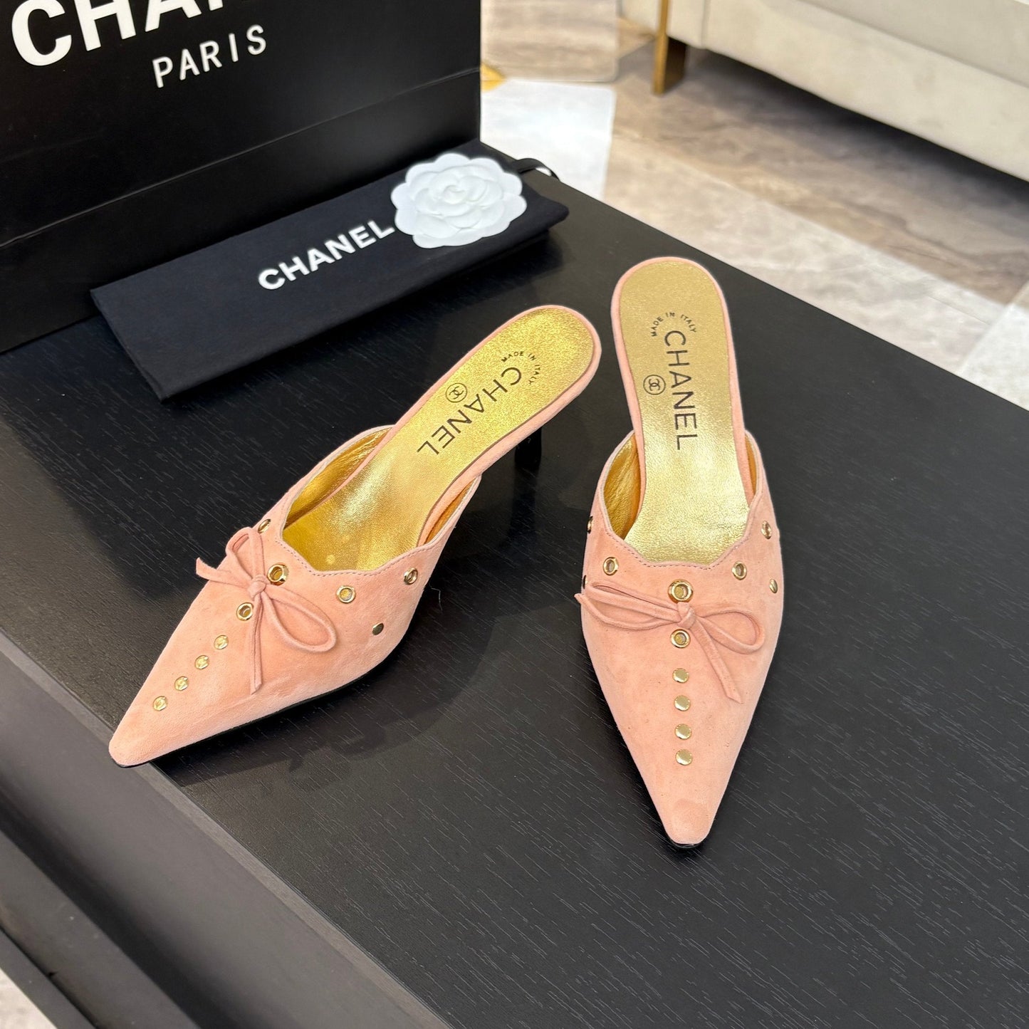 HIGH HEEL MULE 65 MM IN LIGHT PINK SUEDE - 35