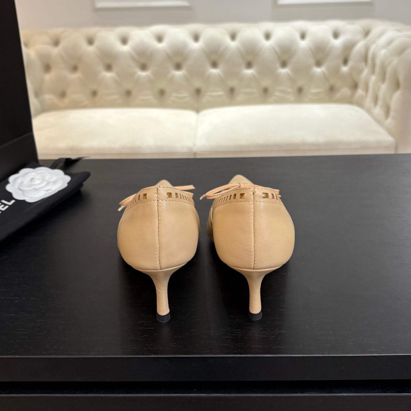 HIGH HEEL PUMP 65 MM IN FLAX YELLOW LAMBSKIN - 35