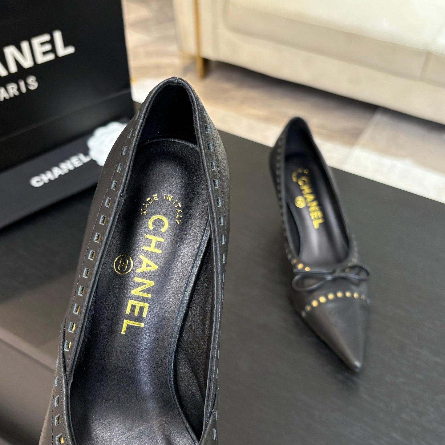 HIGH HEEL PUMP 65 MM IN BLACK LAMBSKIN - 35