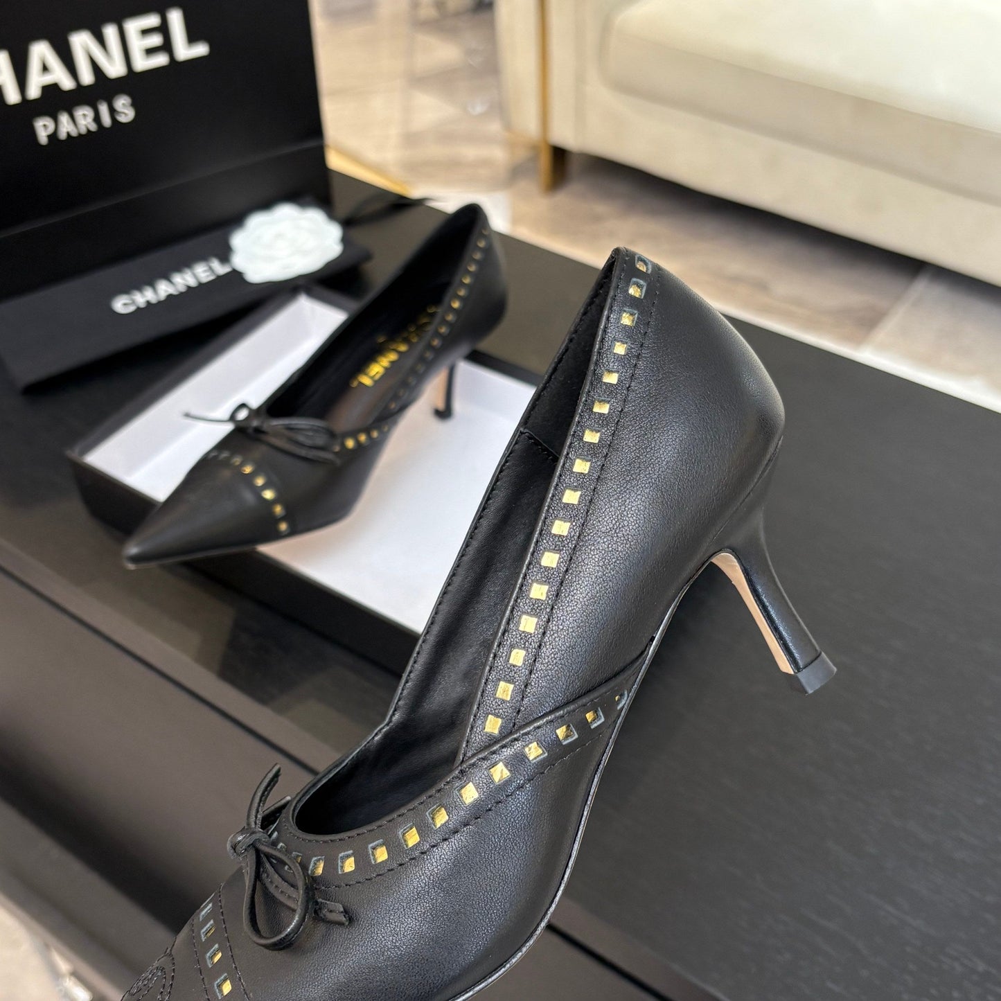 HIGH HEEL PUMP 65 MM IN BLACK LAMBSKIN - 35