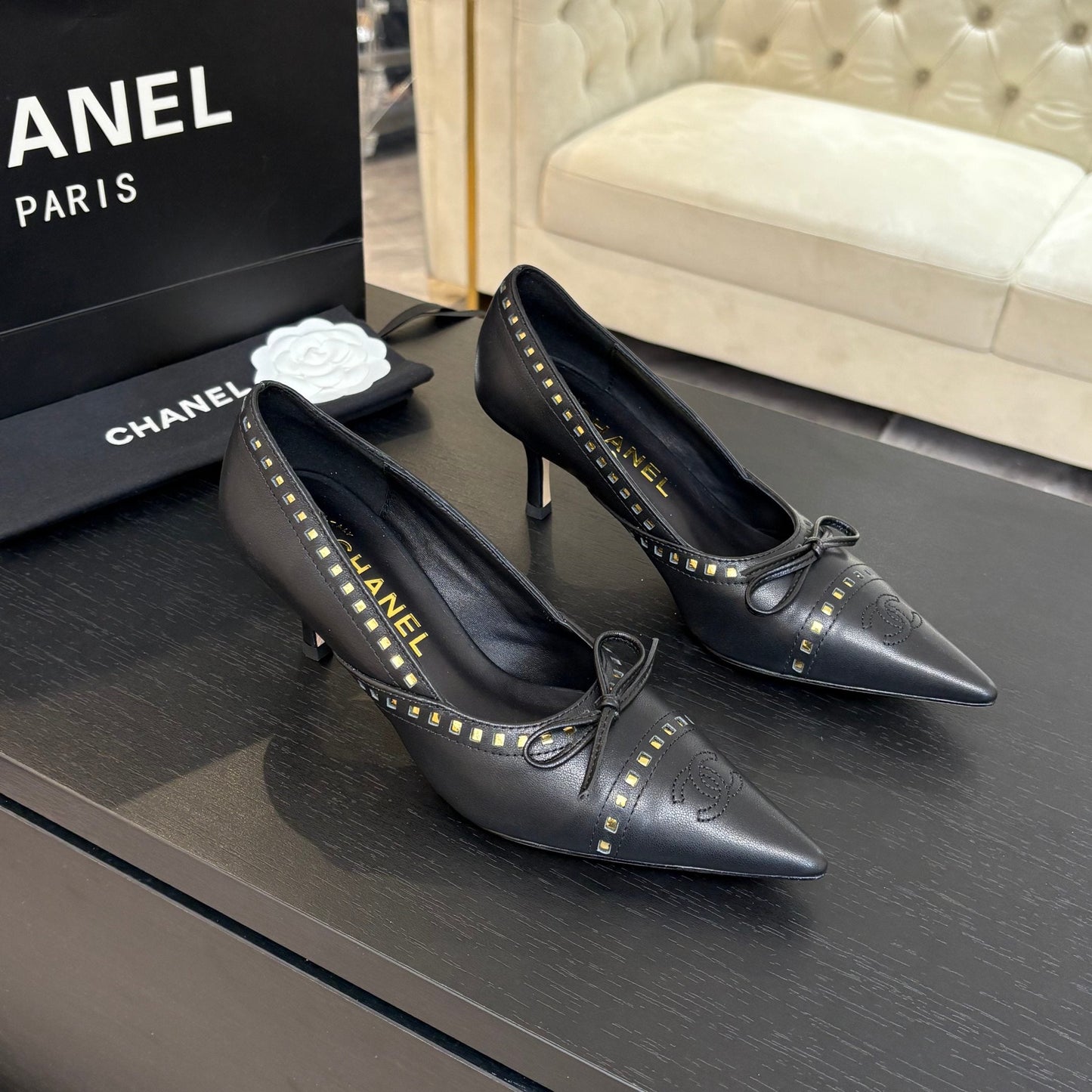 HIGH HEEL PUMP 65 MM IN BLACK LAMBSKIN - 35