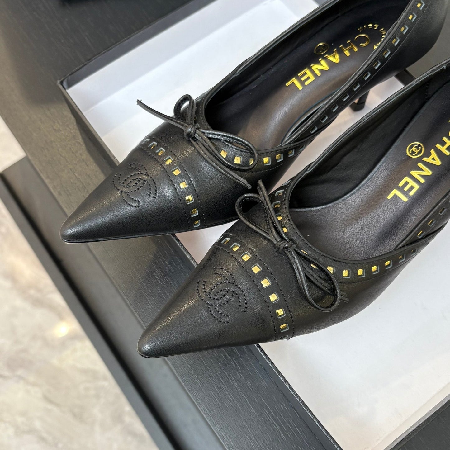HIGH HEEL PUMP 65 MM IN BLACK LAMBSKIN - 35