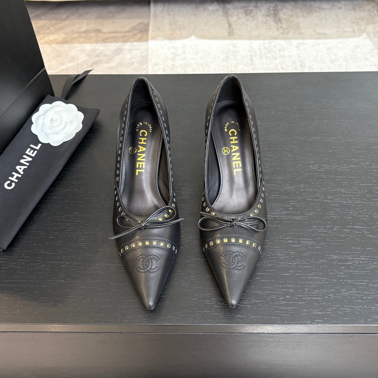 HIGH HEEL PUMP 65 MM IN BLACK LAMBSKIN - 35
