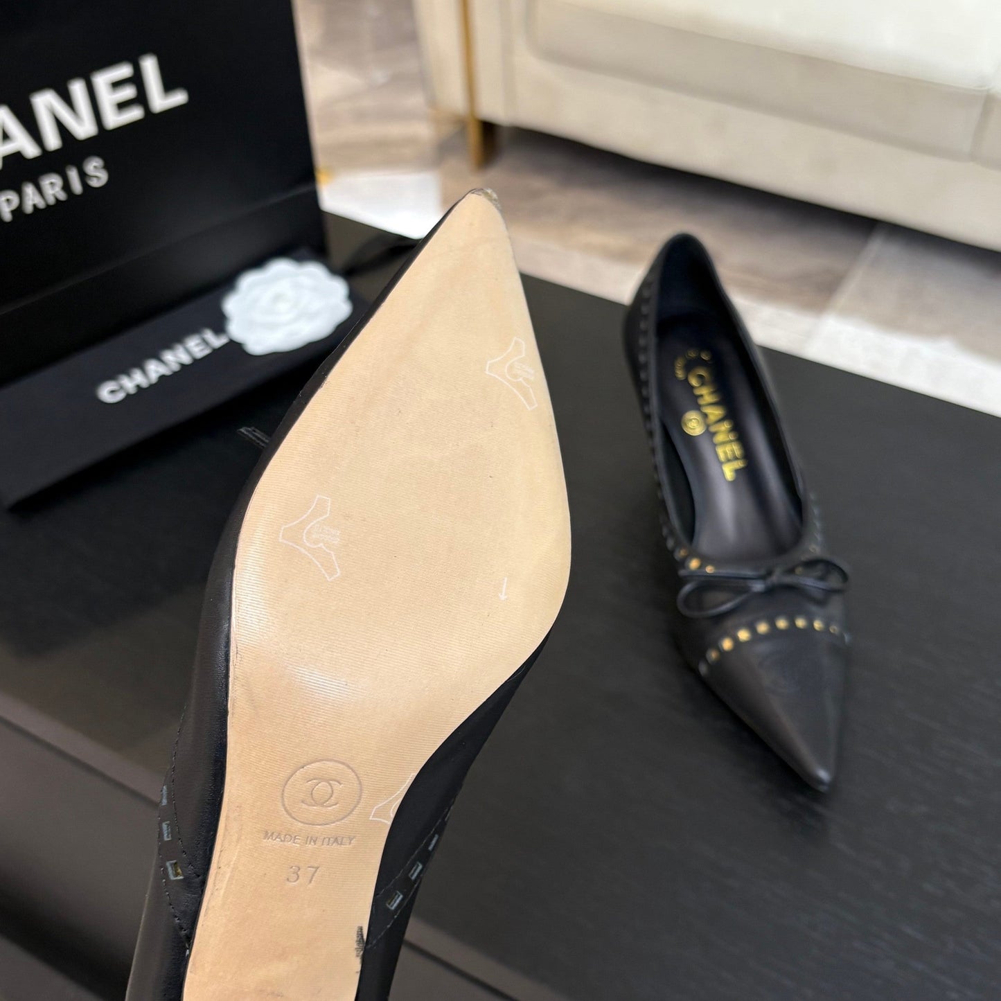 HIGH HEEL PUMP 65 MM IN BLACK LAMBSKIN - 35