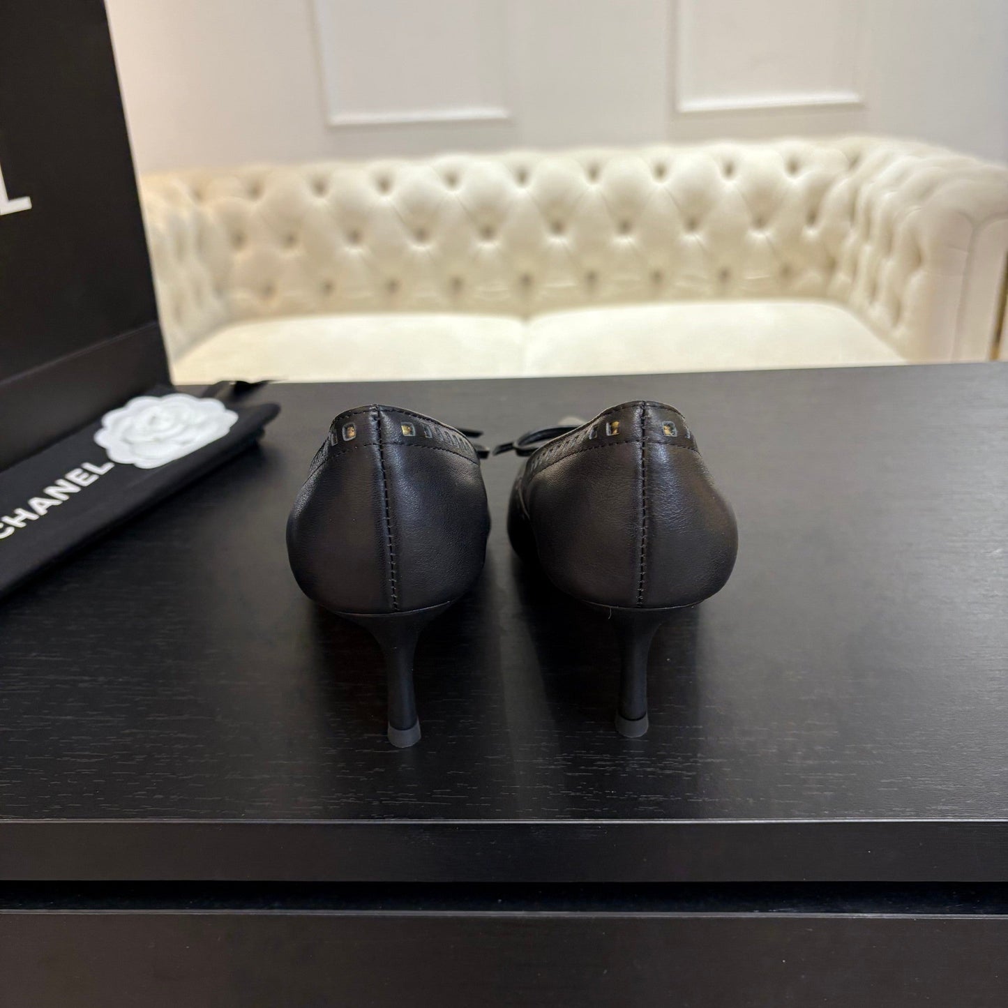 HIGH HEEL PUMP 65 MM IN BLACK LAMBSKIN - 35