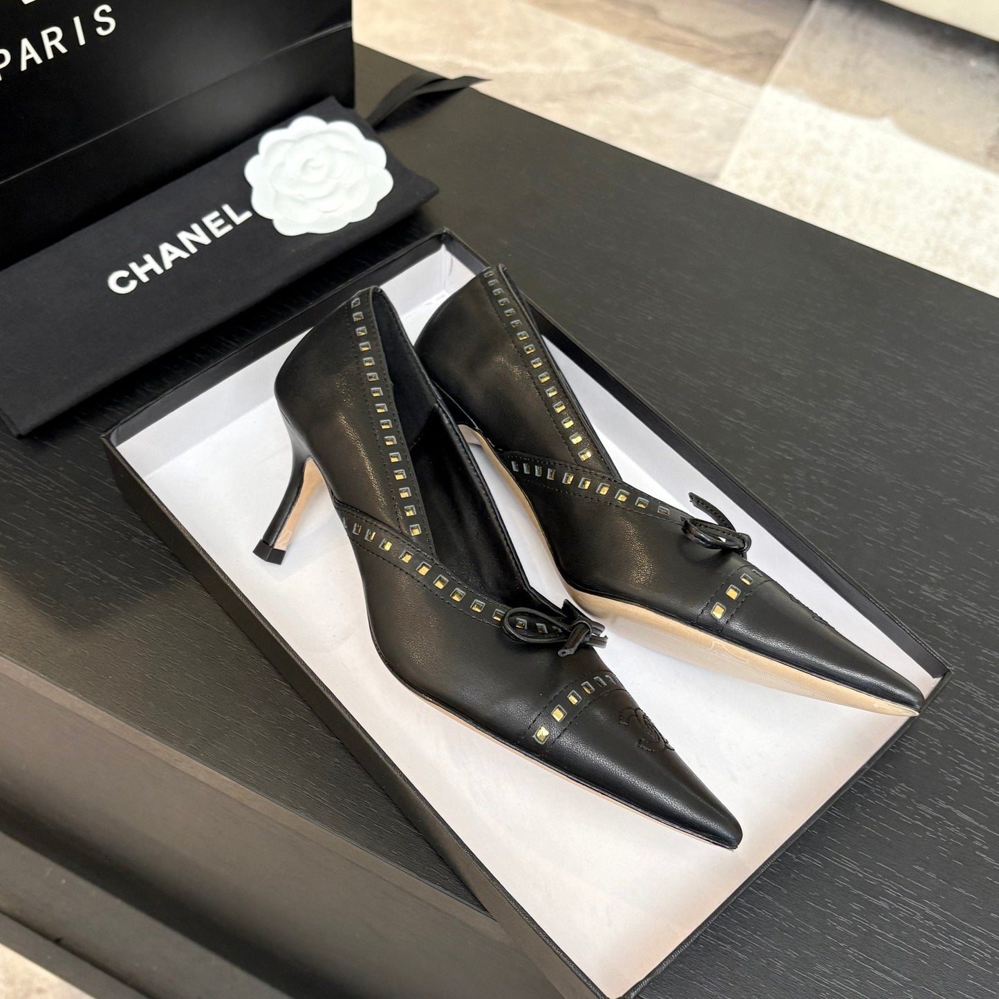 HIGH HEEL PUMP 65 MM IN BLACK LAMBSKIN - 35