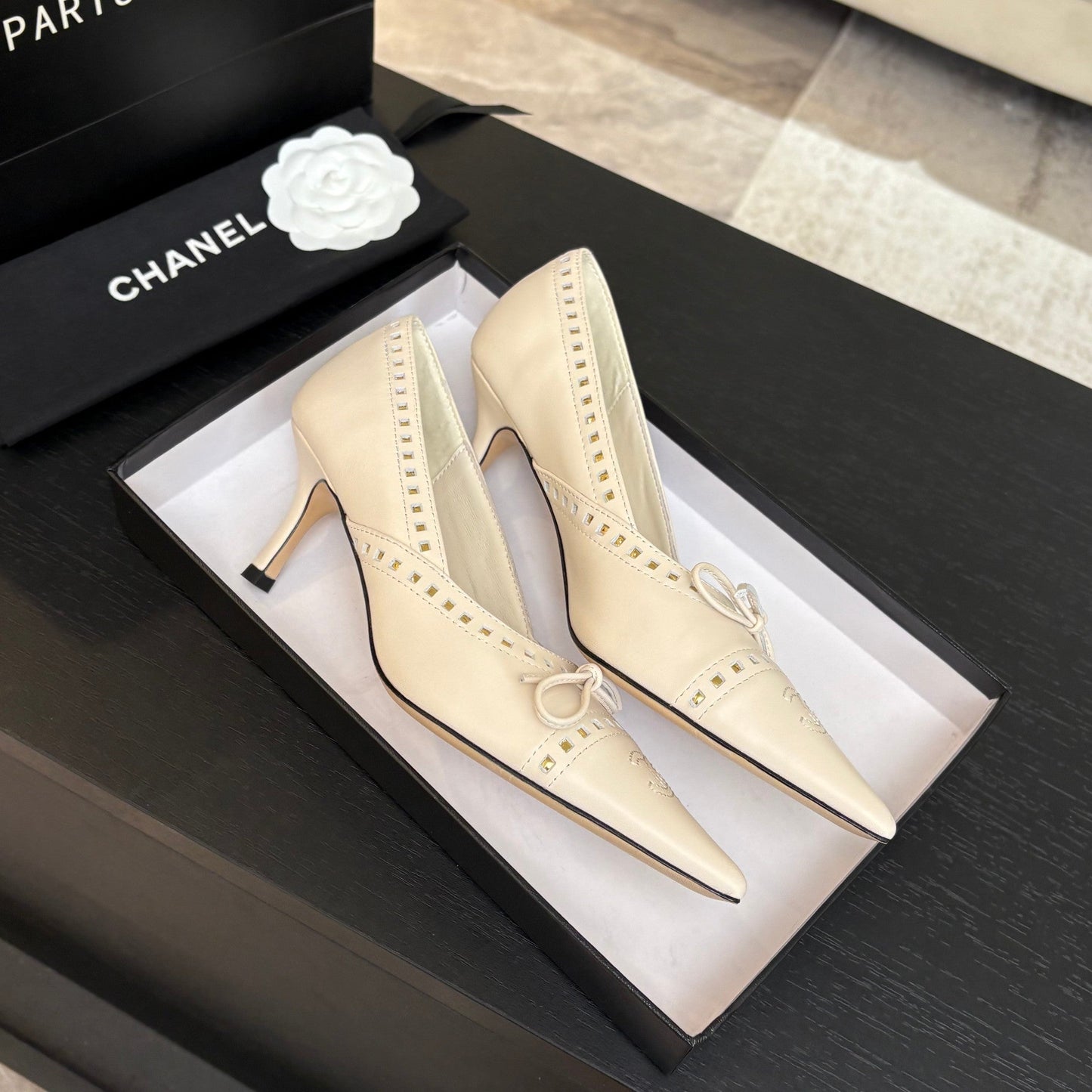 HIGH HEEL PUMP 65 MM IN WHITE CREAM LAMBSKIN - 35