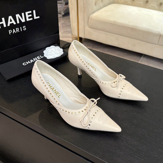 HIGH HEEL PUMP 65 MM IN WHITE CREAM LAMBSKIN - 35