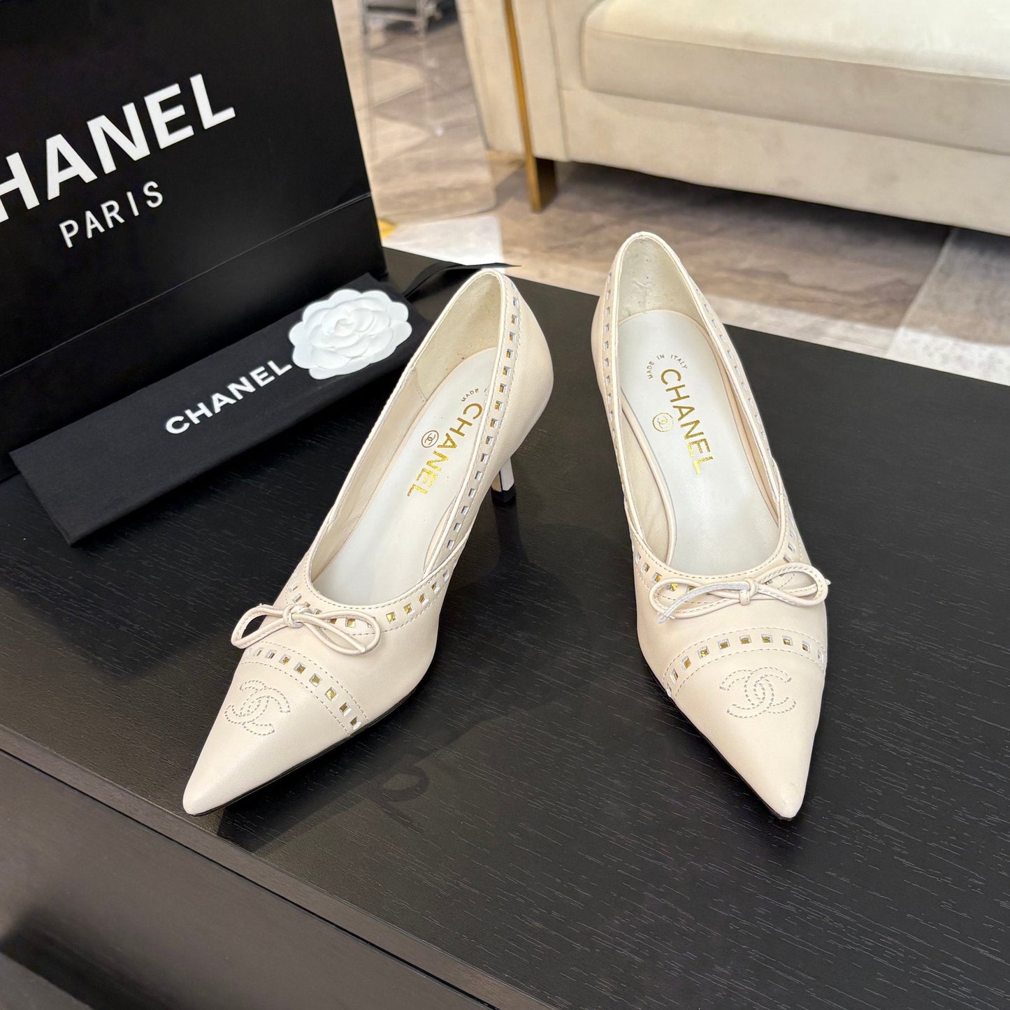 HIGH HEEL PUMP 65 MM IN WHITE CREAM LAMBSKIN - 35