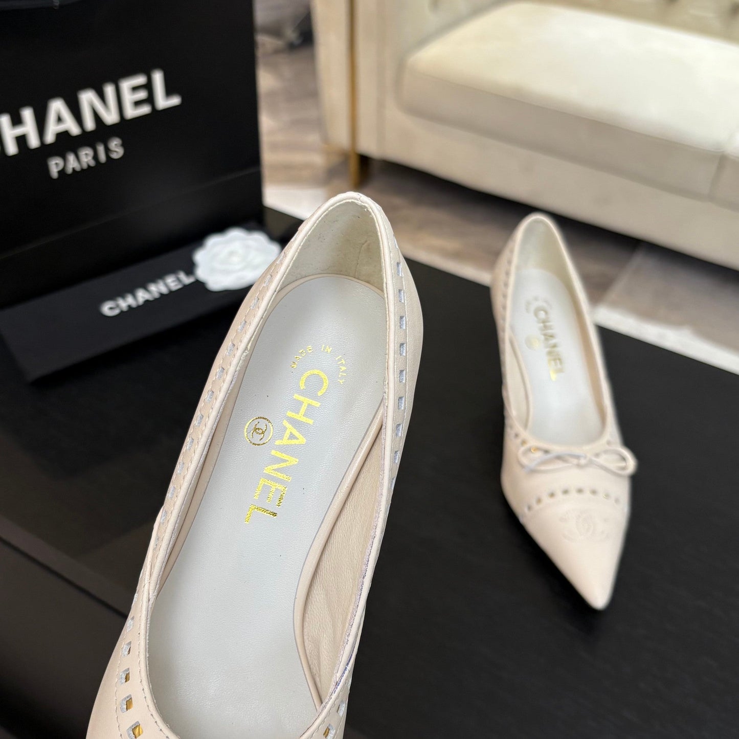 HIGH HEEL PUMP 65 MM IN WHITE CREAM LAMBSKIN - 35