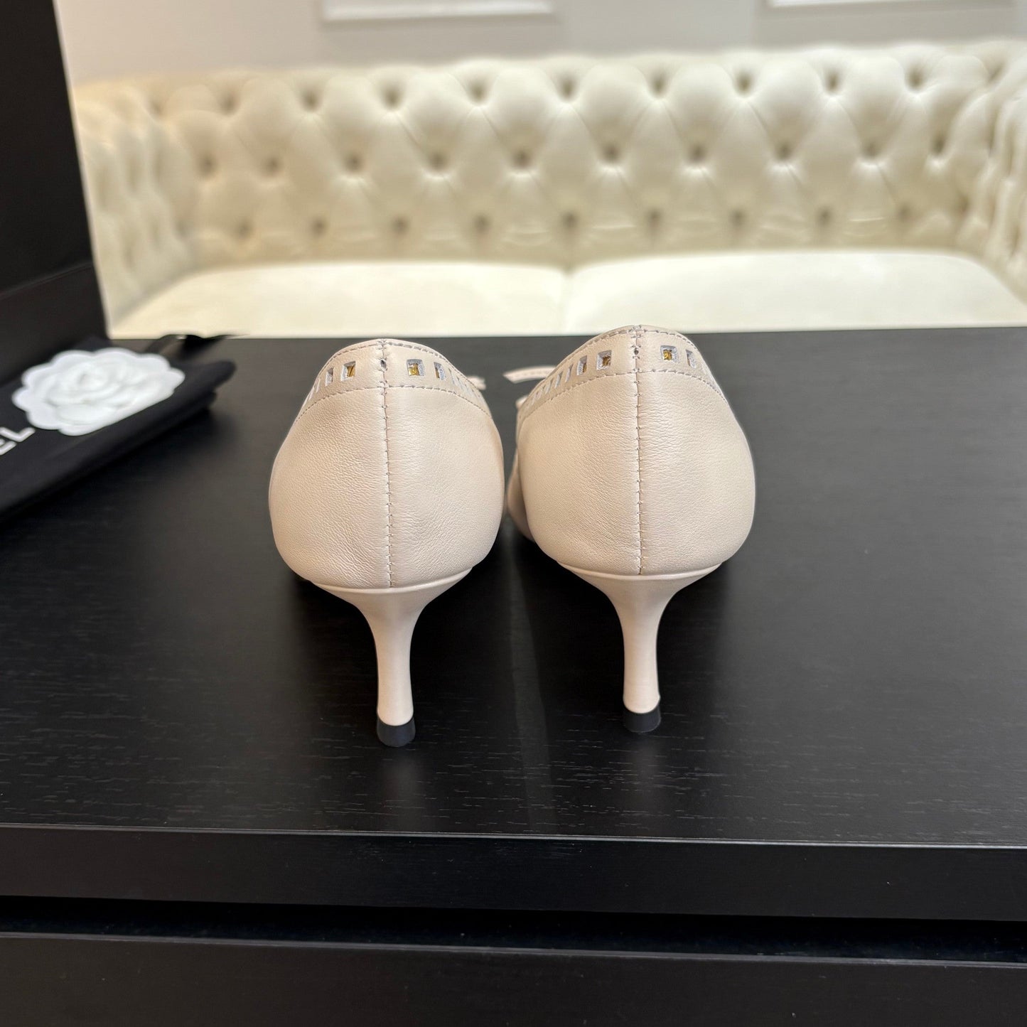 HIGH HEEL PUMP 65 MM IN WHITE CREAM LAMBSKIN - 35
